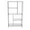 32" x 58" Black Metal 4 Shelf Storage Shelving Unit with Clear Glass Shelves
